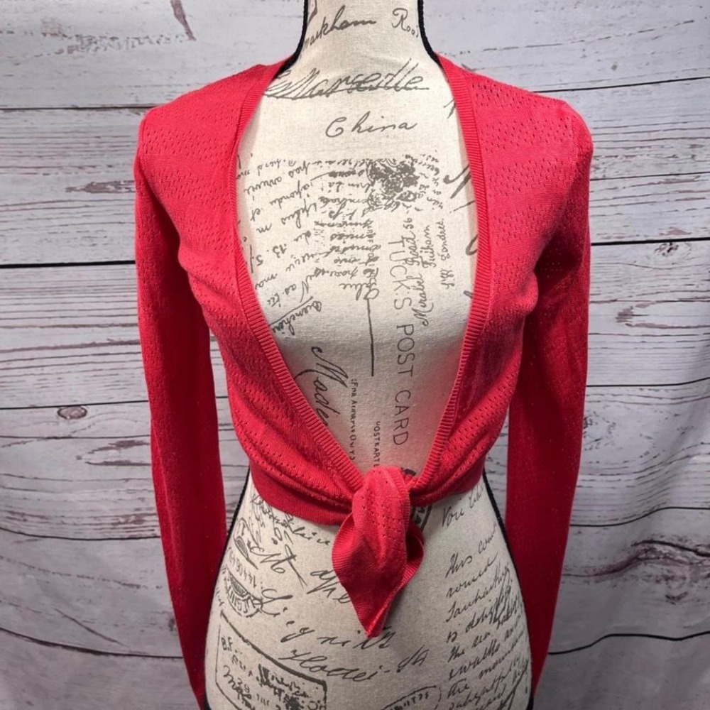 Candies Dark Coral‎ Cropped Sweater Ties Front Adjustable Straps Size S